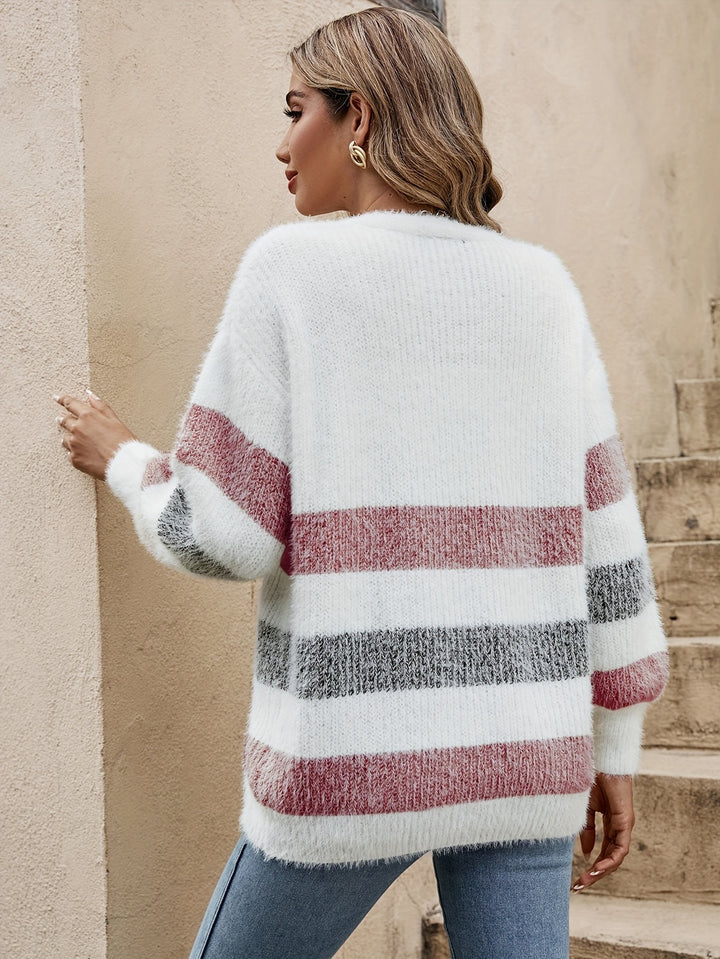 Hattie | Striped Open-Front Cardigan