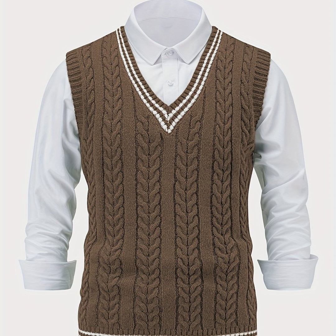 Gideon | Cable-Knit V-Neck Sweater Vest