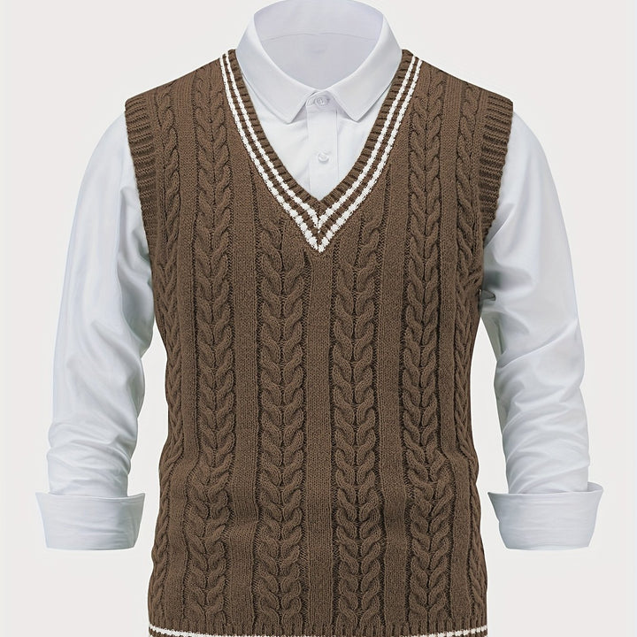 Gideon | Cable-Knit V-Neck Sweater Vest
