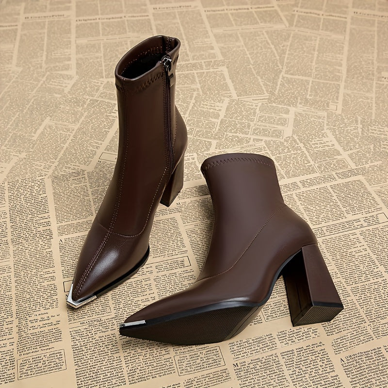 Josephine | Pointed-Toe Chunky Heel Ankle Boots