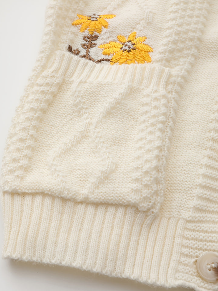Flora | Floral Embroidered Button Cardigan