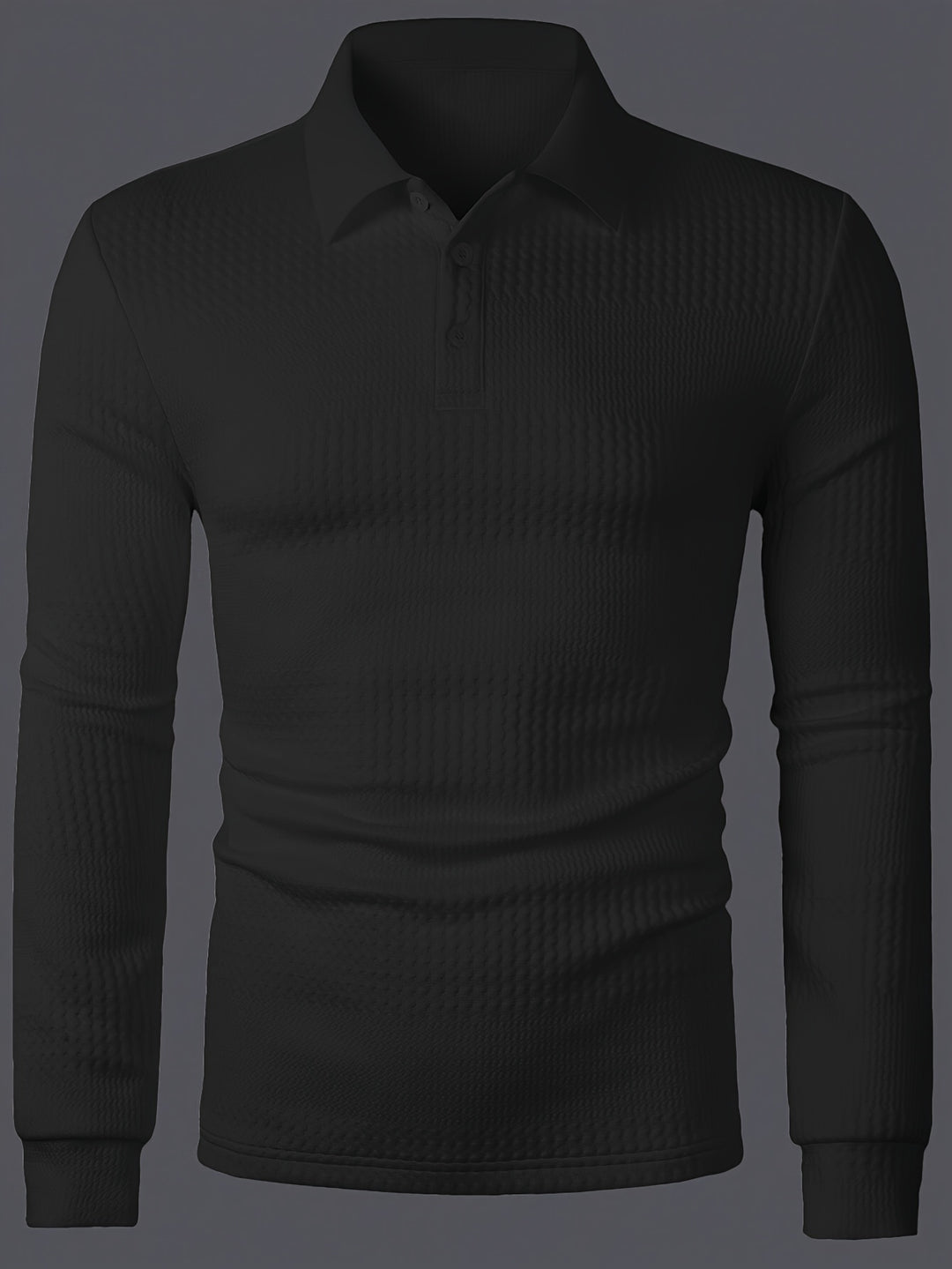 Fletcher | Textured Long-Sleeve Polo Shirt