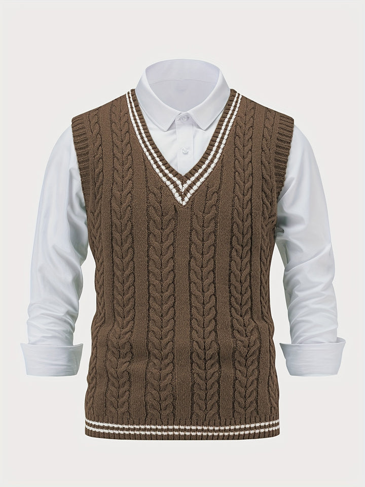 Gideon | Cable-Knit V-Neck Sweater Vest
