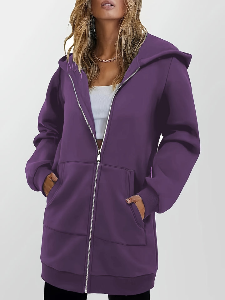 Heather | Longline Hooded Zip Jacket