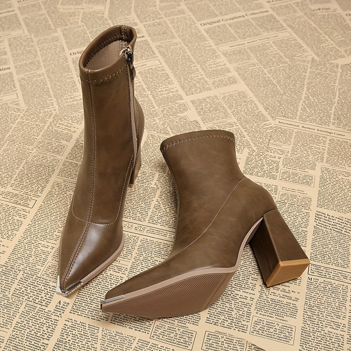Josephine | Pointed-Toe Chunky Heel Ankle Boots