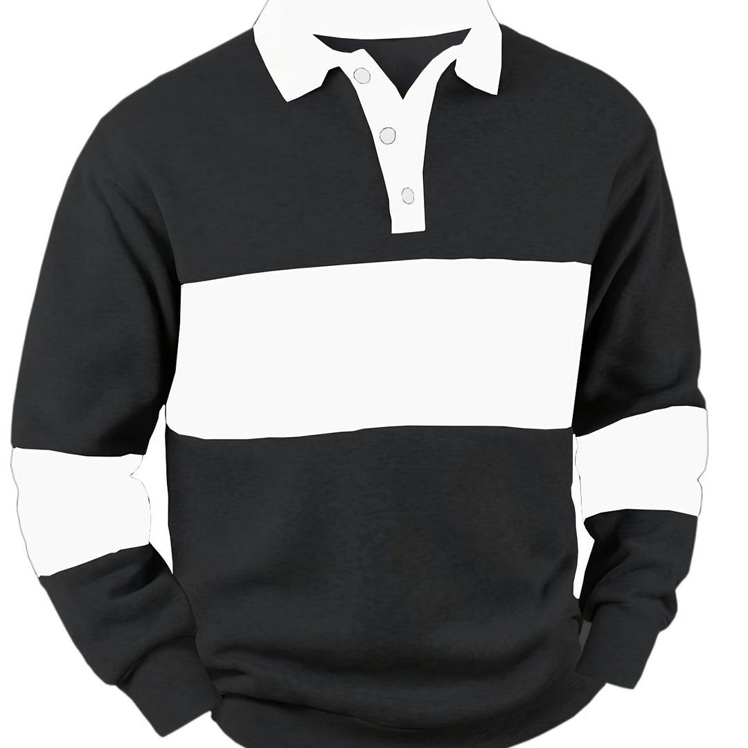 Grayson | Colour-Block Long Sleeve Polo Shirt