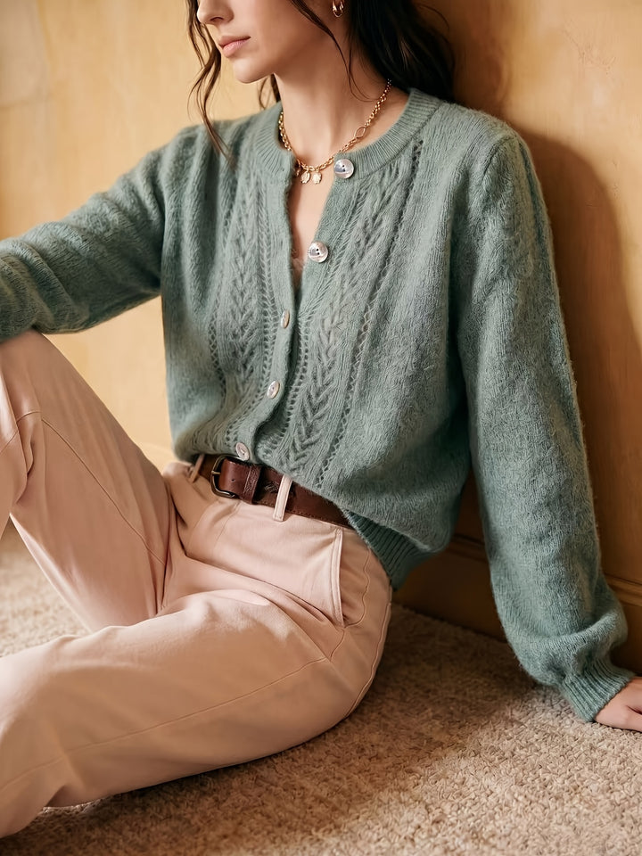 Adeline | Softly Textured Round-Neck Cardigan