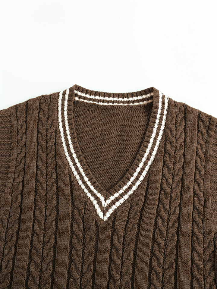 Gideon | Cable-Knit V-Neck Sweater Vest