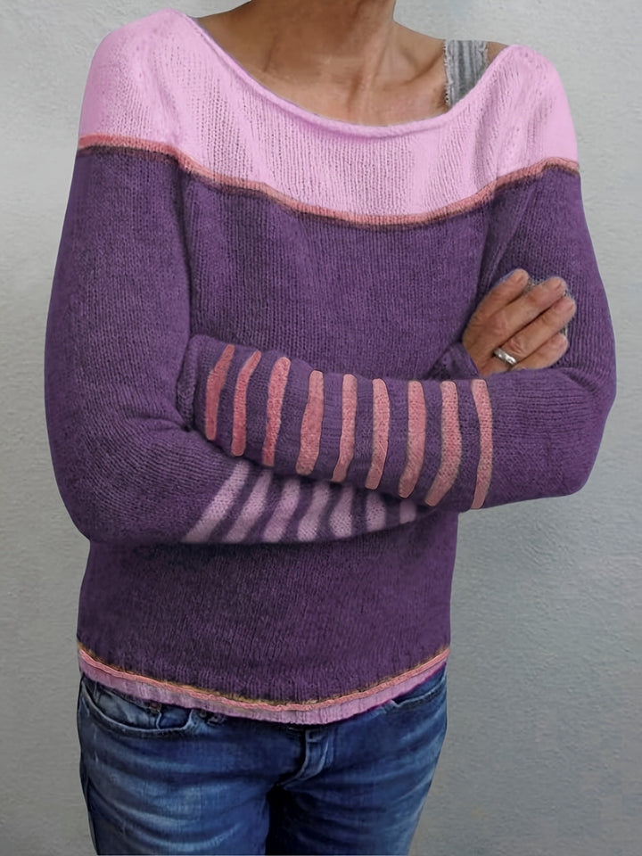 Francesca | Color-Block Boat Neck Sweater