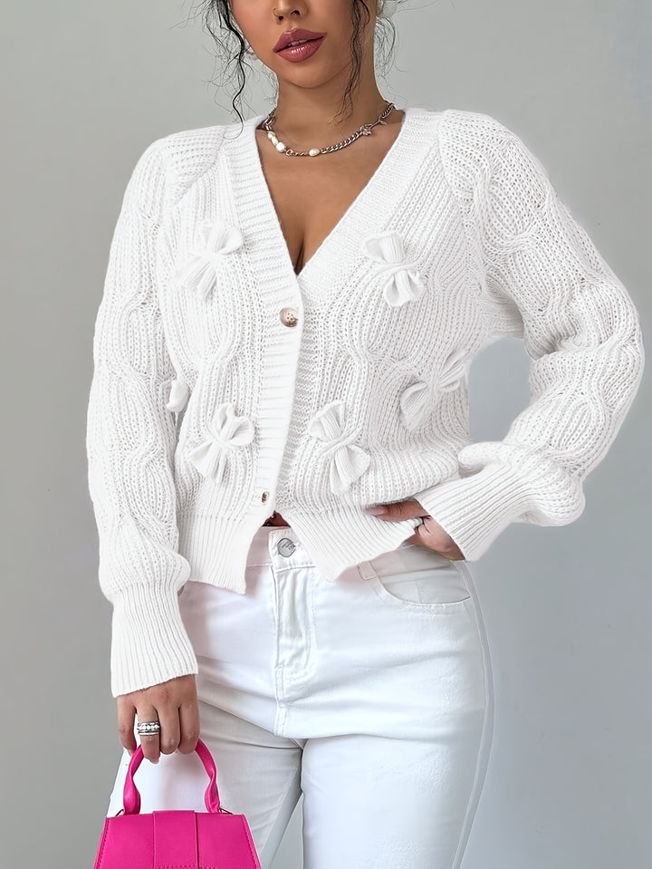 Juniper | Soft Bow-Detail Long Sleeve Cardigan