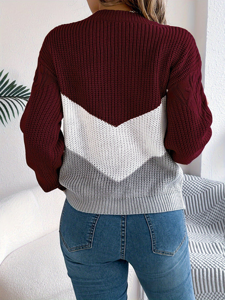 Blythe | Color-Block Round Neck Sweater