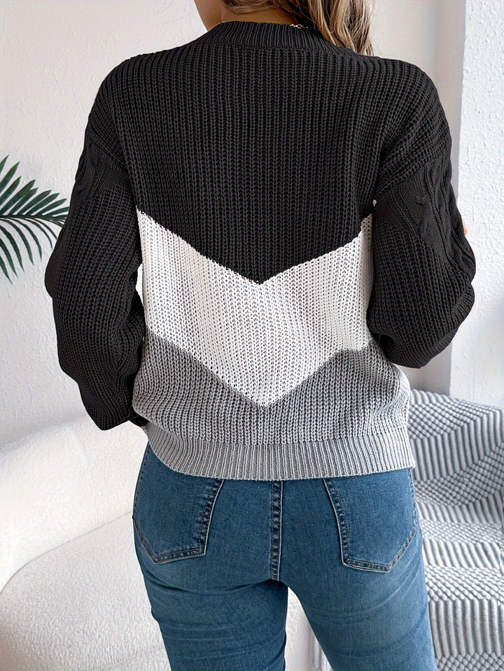 Blythe | Color-Block Round Neck Sweater