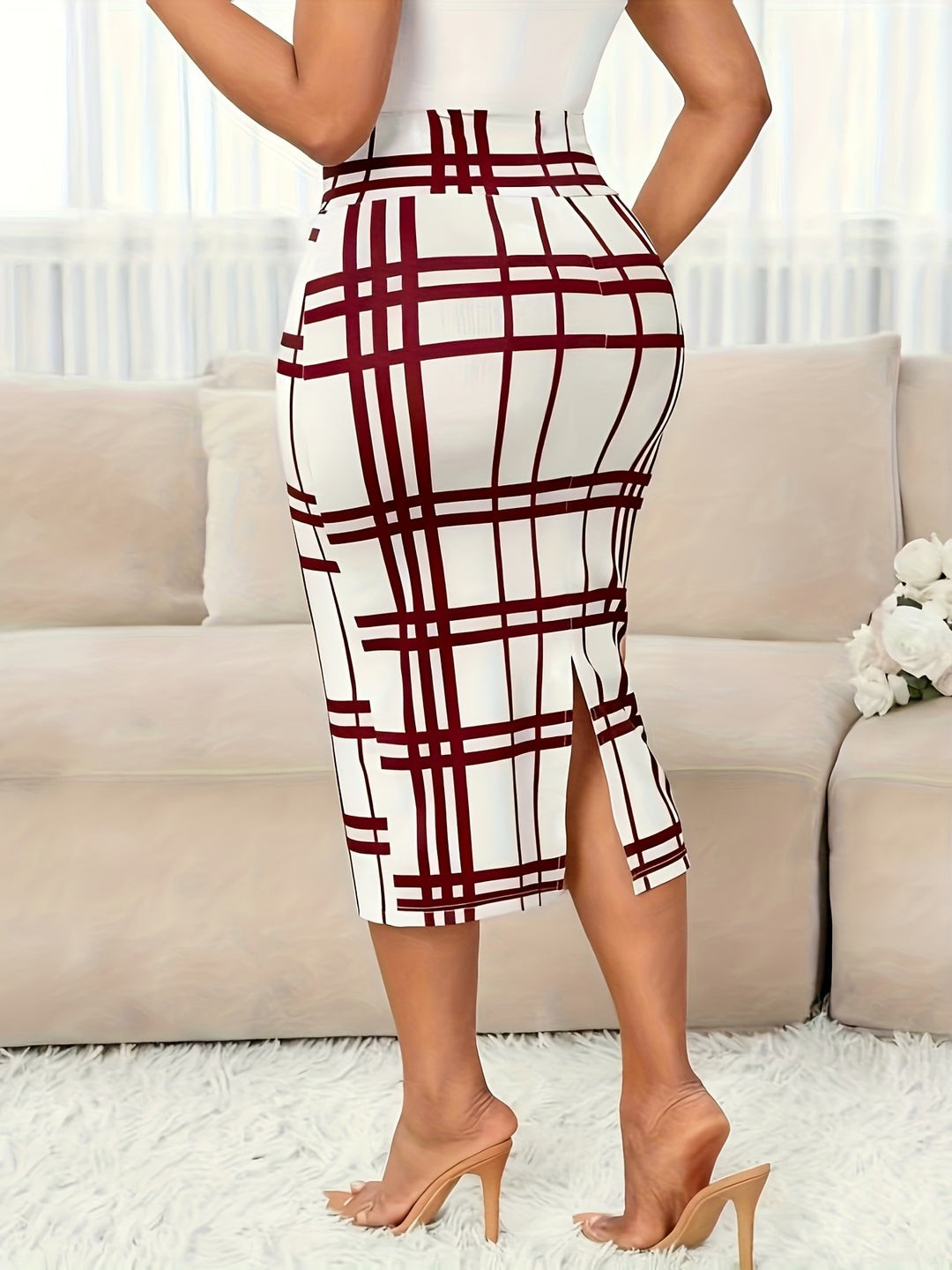 Rosa | Refined Plaid Pencil Skirt