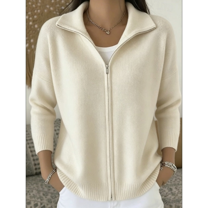 Claudia | Stand Collar Zip Cardigan