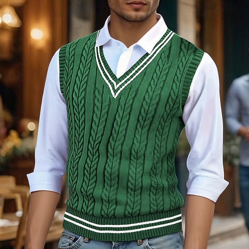 Edwin | Cable-Knit V-Neck Sweater Vest
