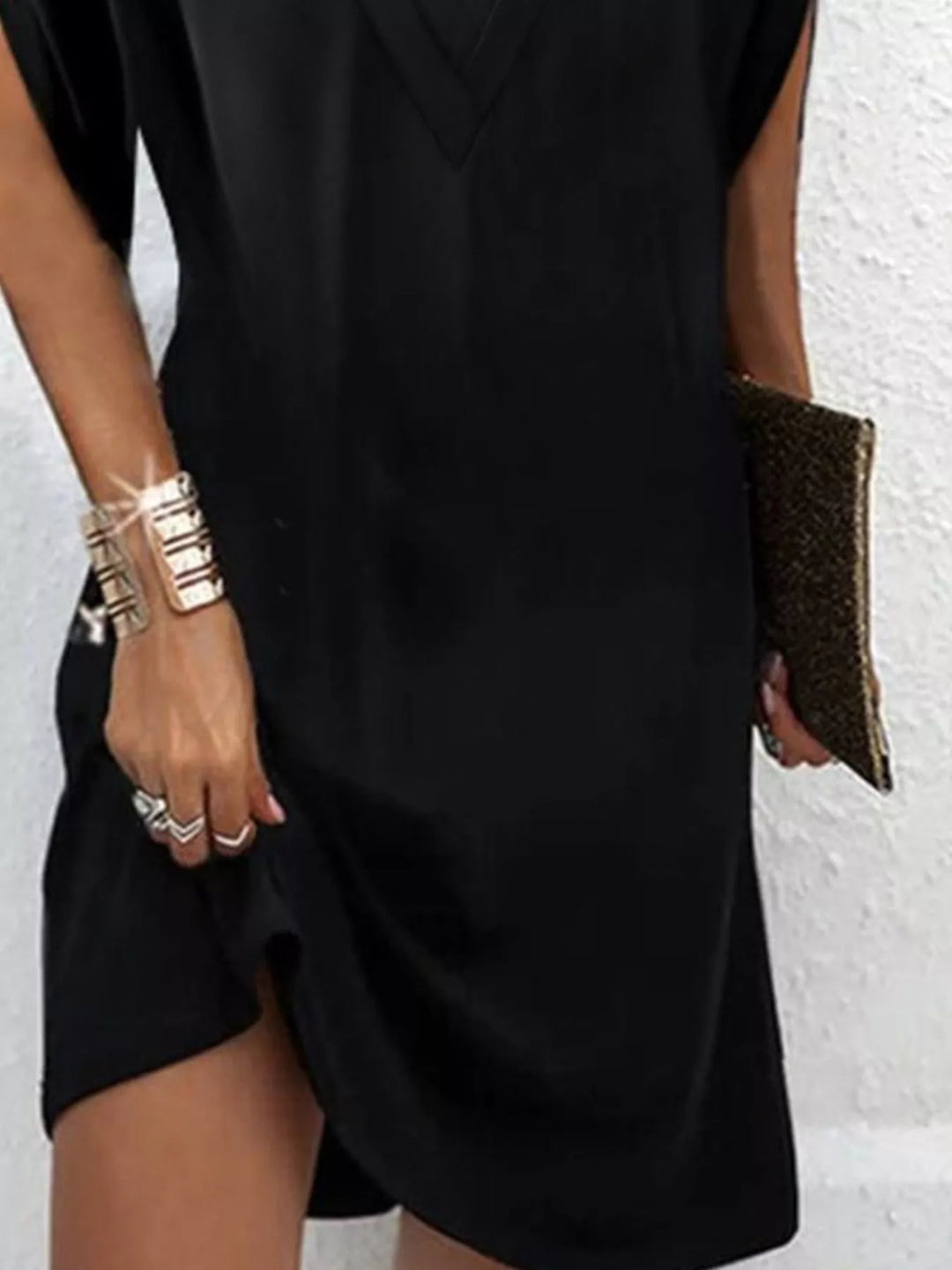 Emery | V-Neck Slit Sleeve Mini Dress