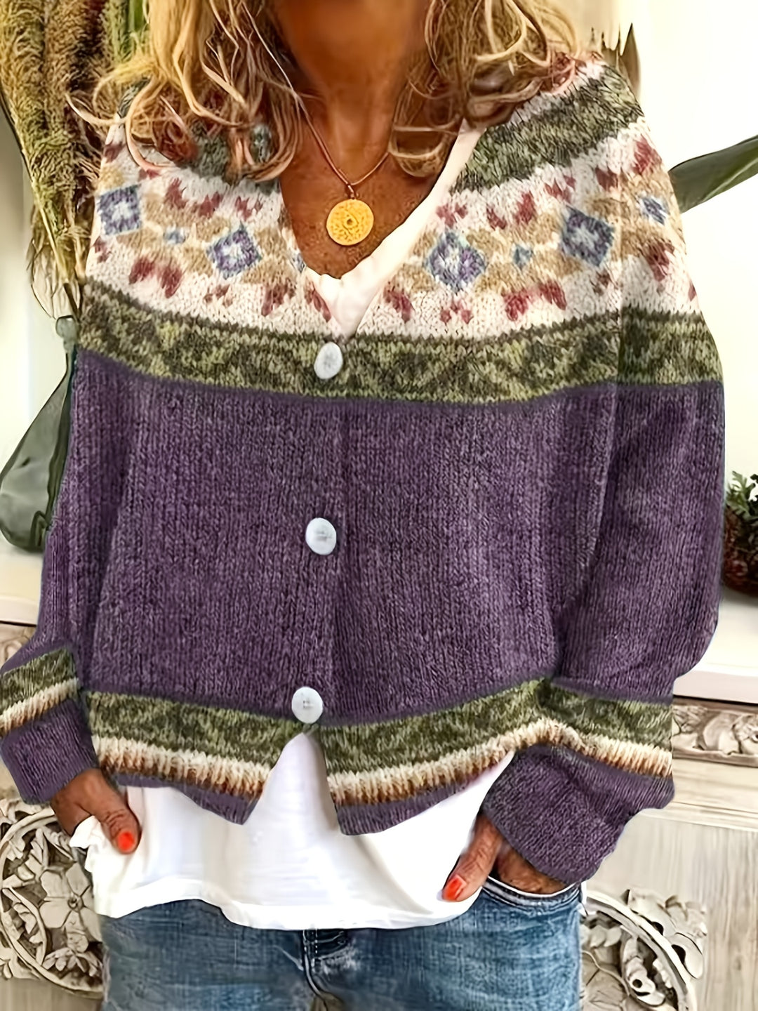 Harlow | Patterned Button-Front Cardigan