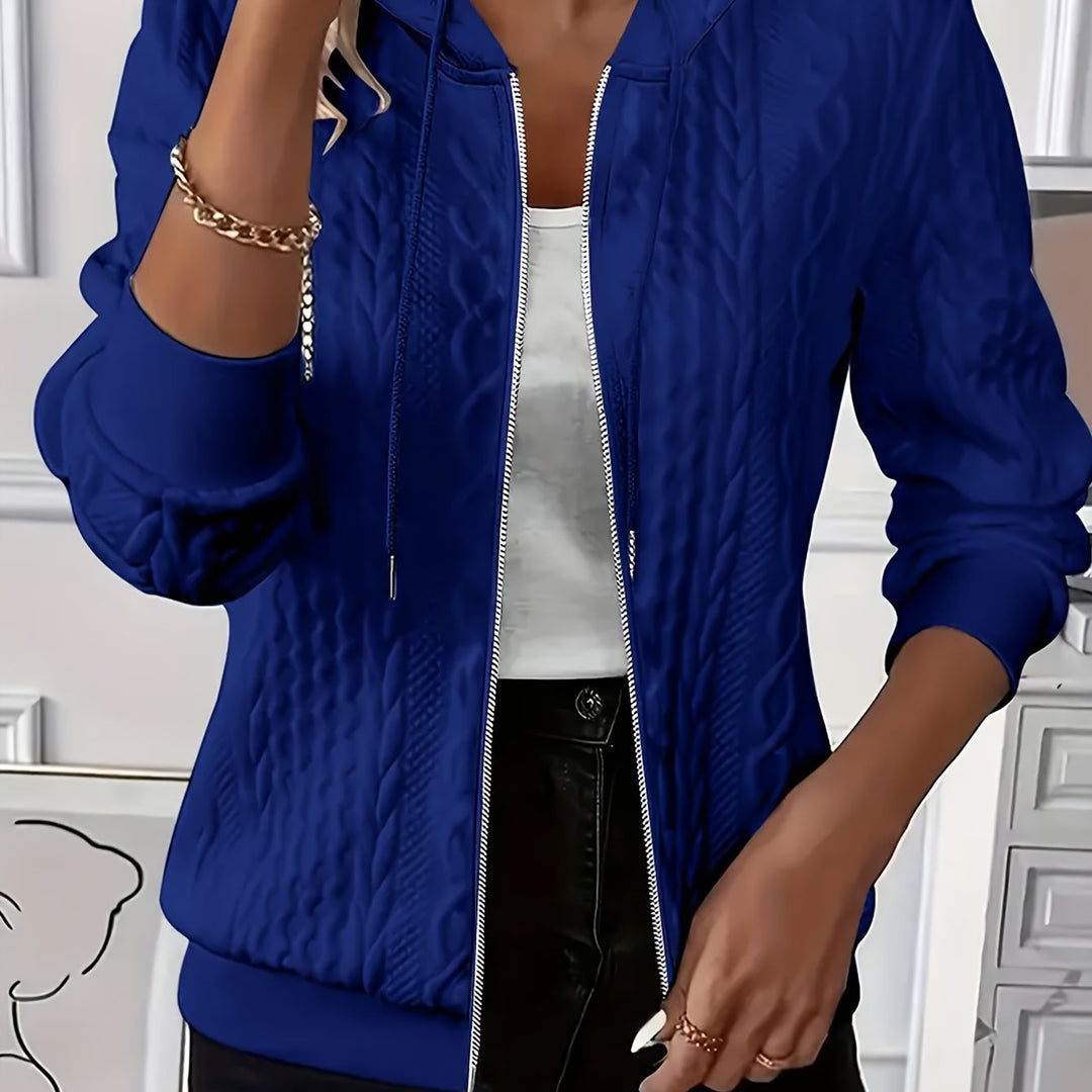 Delia | Textured Zip-Up Hooded Jacket