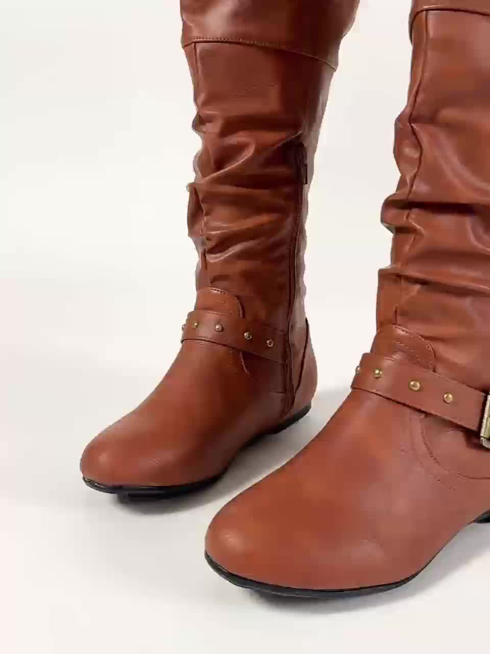 Eileen | Slouchy Buckle Riding Boots