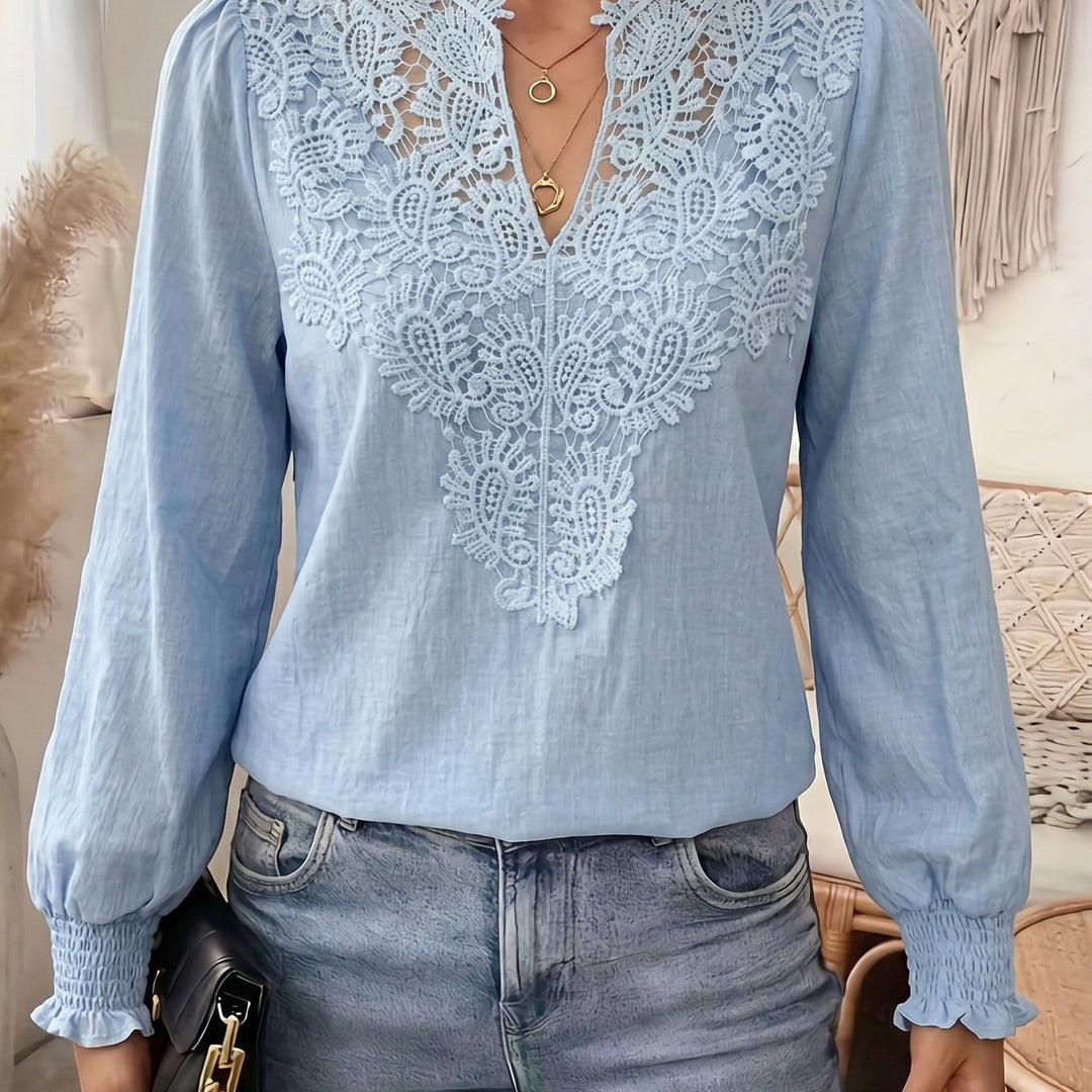 Delia | Embroidered V-Neck Blouse