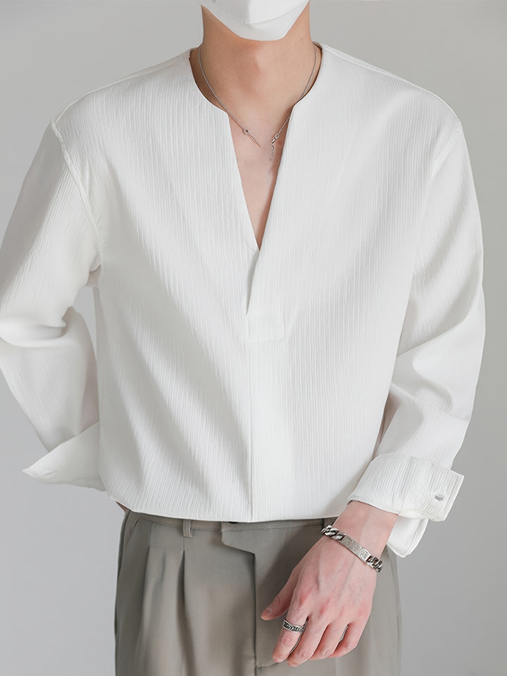 Franklin | Collarless V-Neck Shirt
