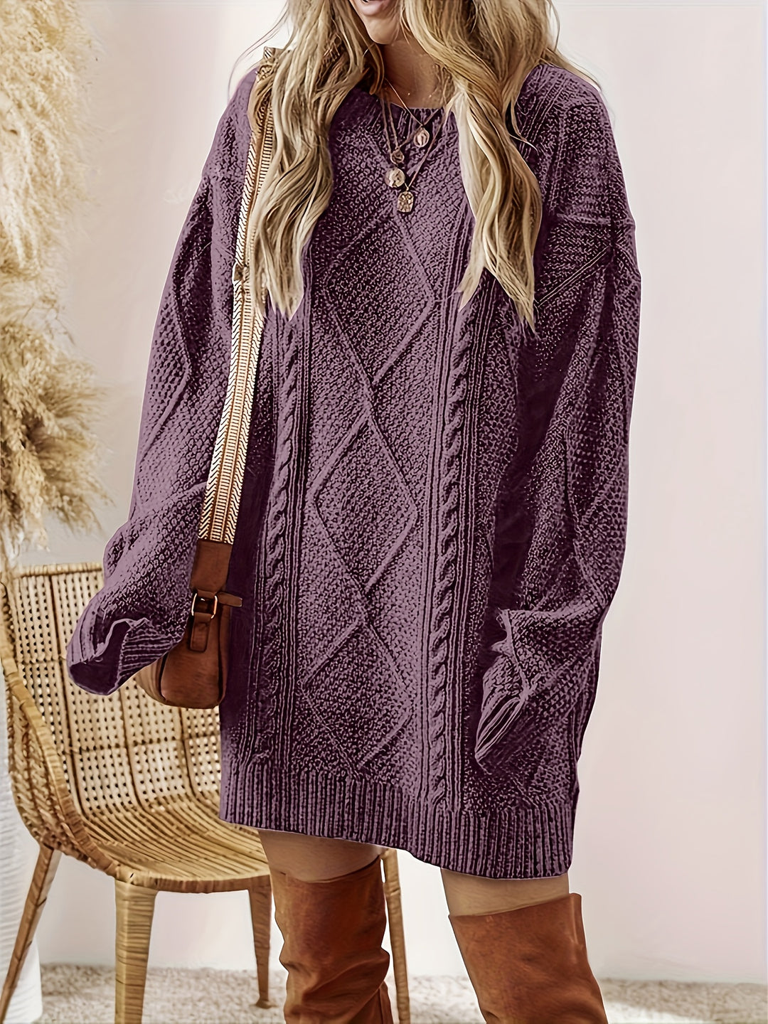 Helene | Cable-Textured Sweater Dress