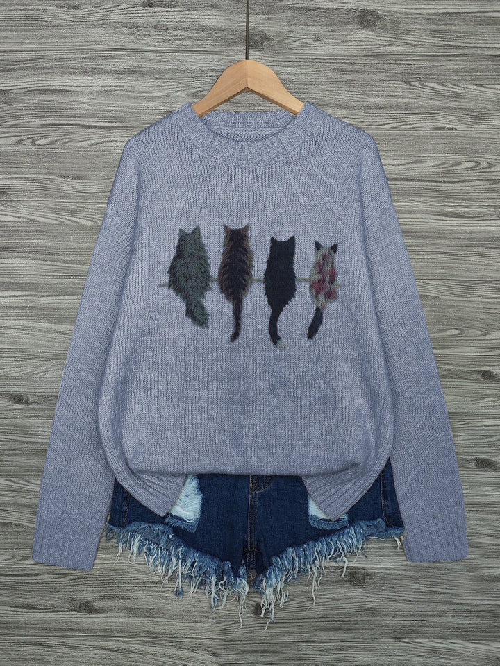 Tamara | Cozy Cat-Print Sweater