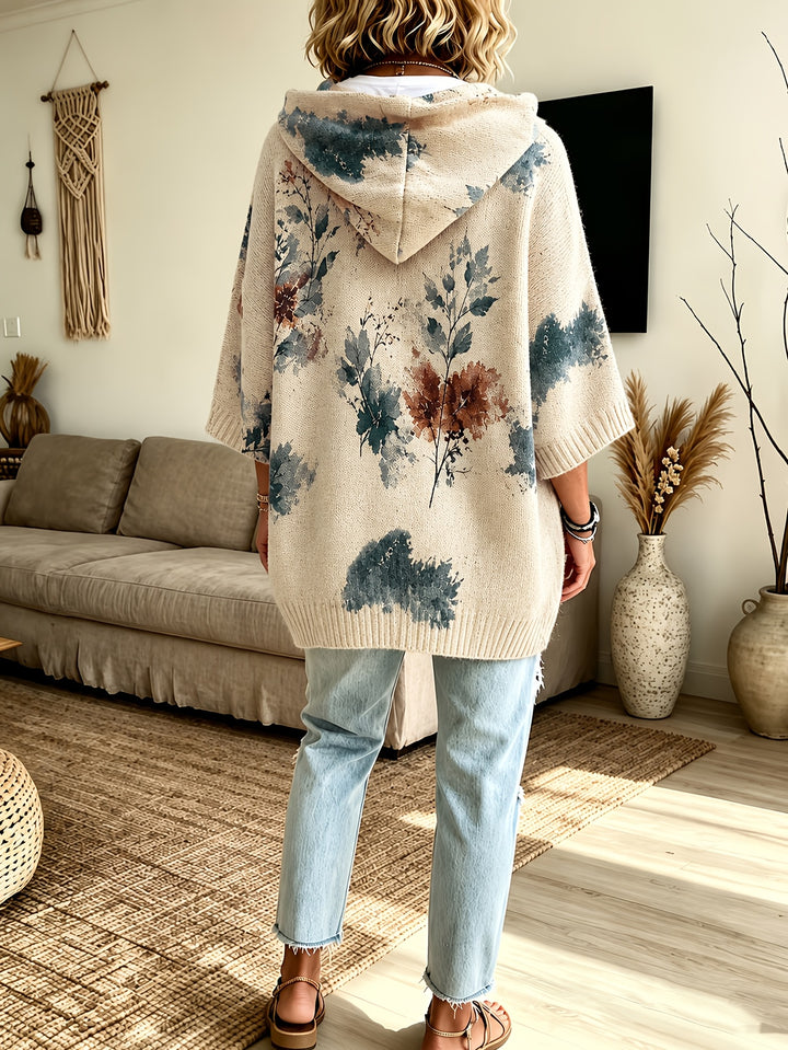 Winifred | Hooded Floral Cape Sweater