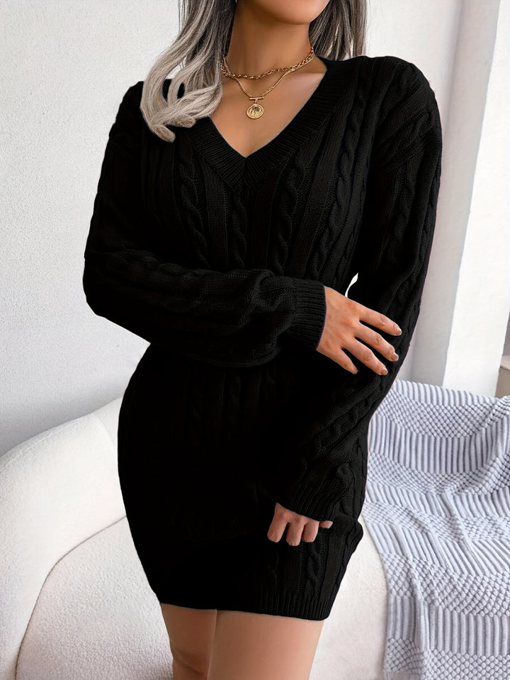Felicity | Cable-Knit Peplum Sweater Dress
