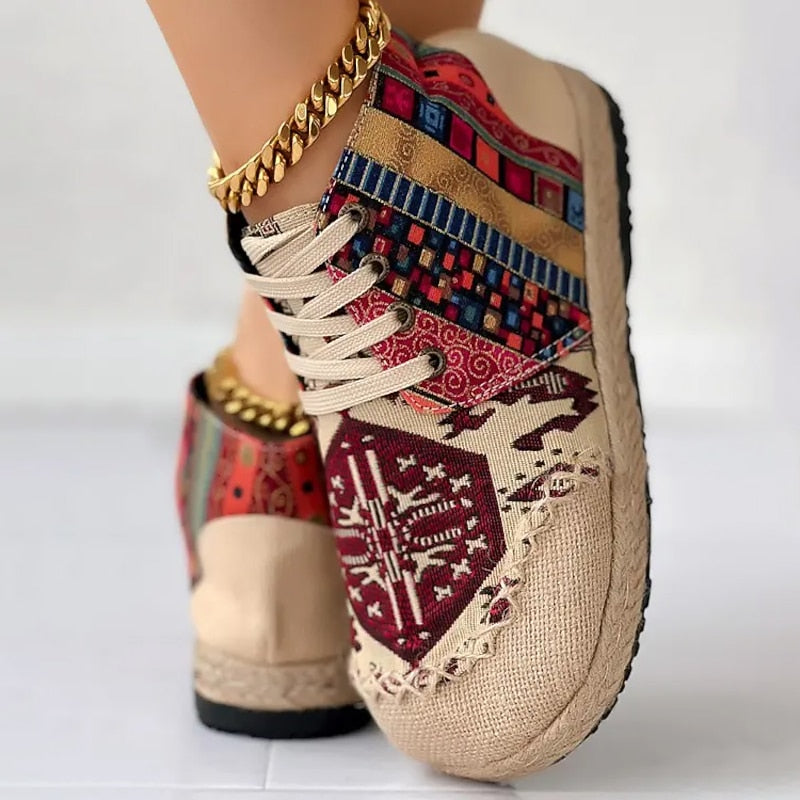 Talia | Boho Patterned High-Top Sneakers