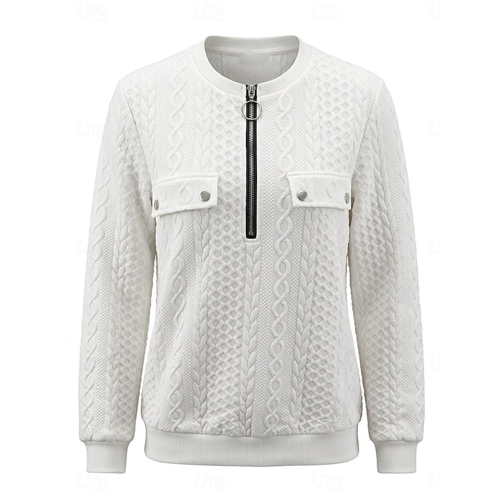 Rosanna | Cable-Textured Quarter-Zip Top