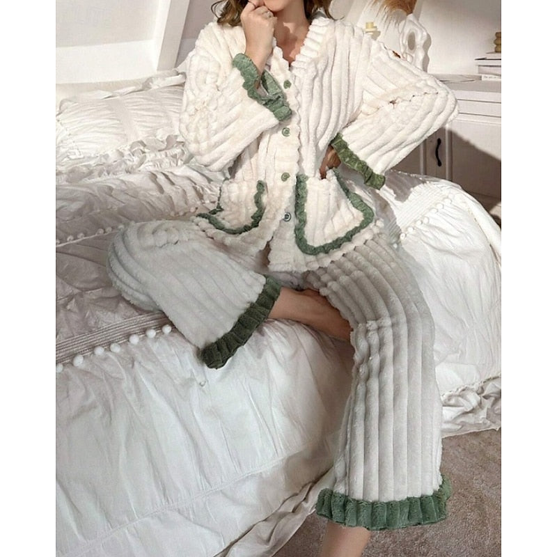 Winifred | Cozy Ruffle-Trim Two-Piece Set