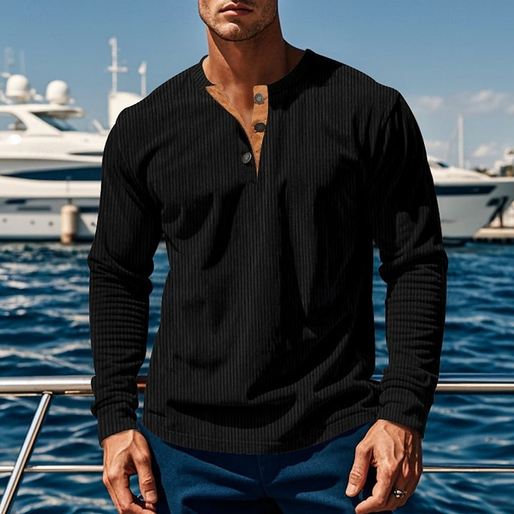 Elias | Ribbed Long Sleeve Henley Shirt