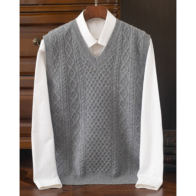 Cedric | Cable-Textured V-Neck Sweater Vest