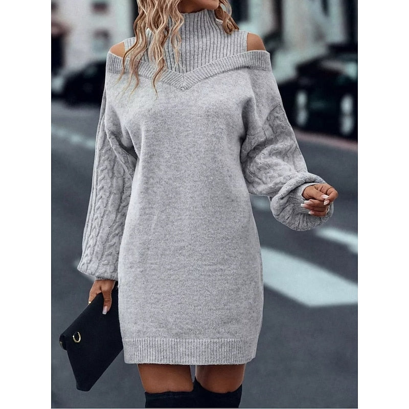 Winifred | Cold-Shoulder Turtleneck Sweater Dress