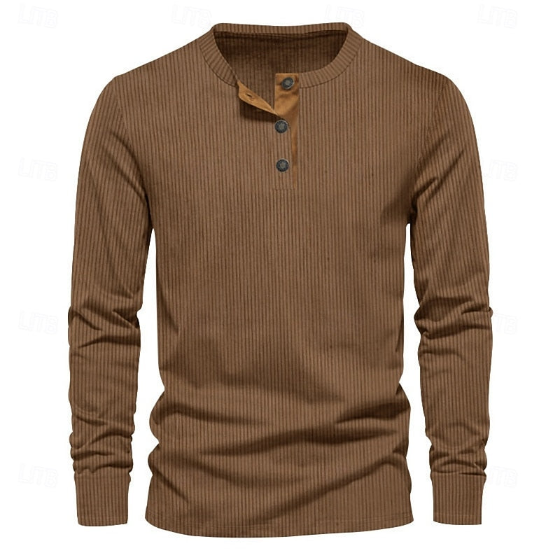 Elias | Ribbed Long Sleeve Henley Shirt
