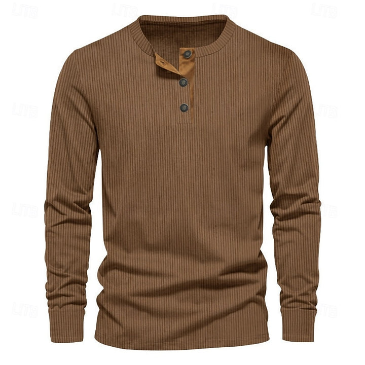 Elias | Ribbed Long Sleeve Henley Shirt