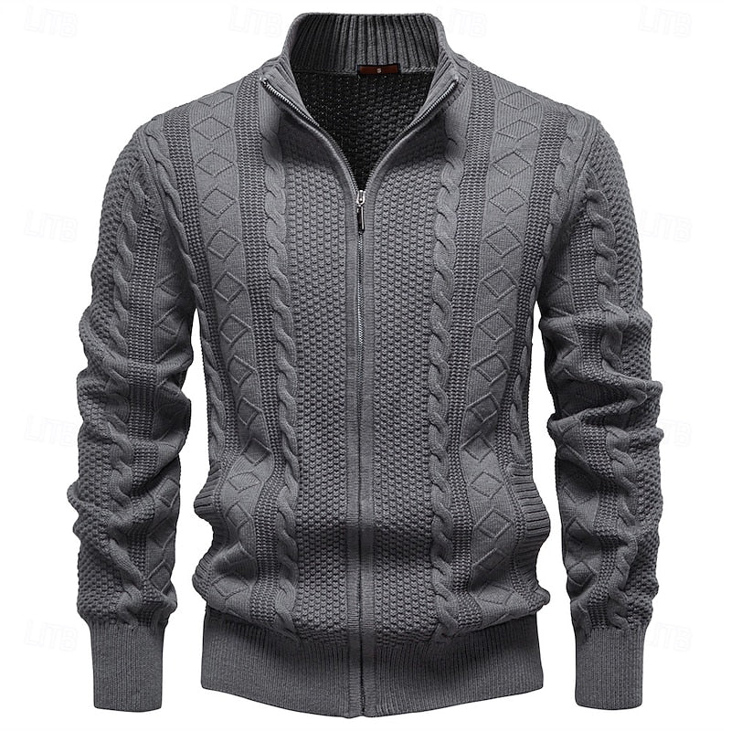 Gerard | Textured Zip-Up Cardigan
