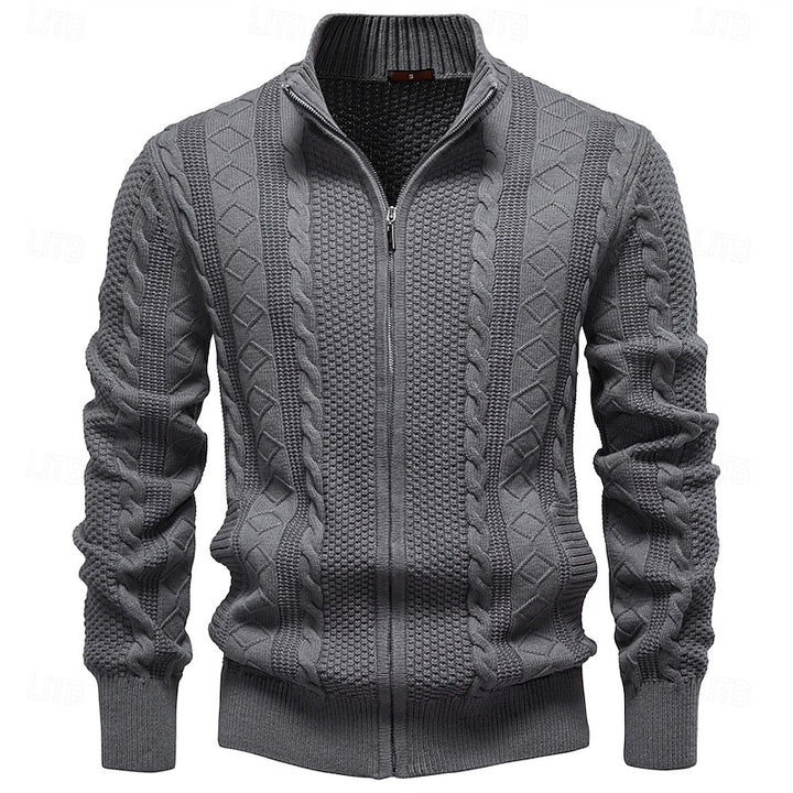 Gerard | Textured Zip-Up Cardigan
