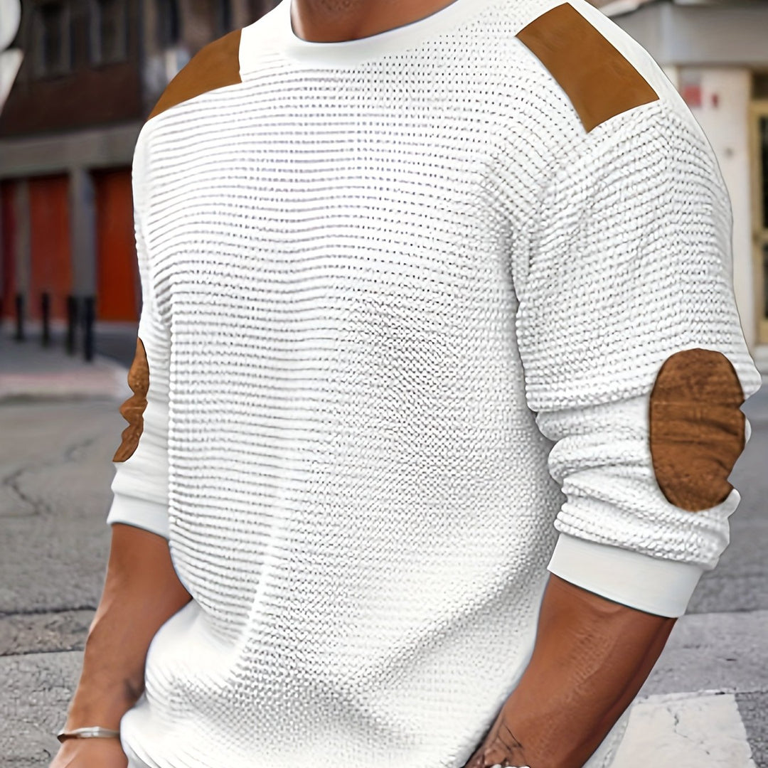 Aaron | Textured Elbow-Patch Pullover