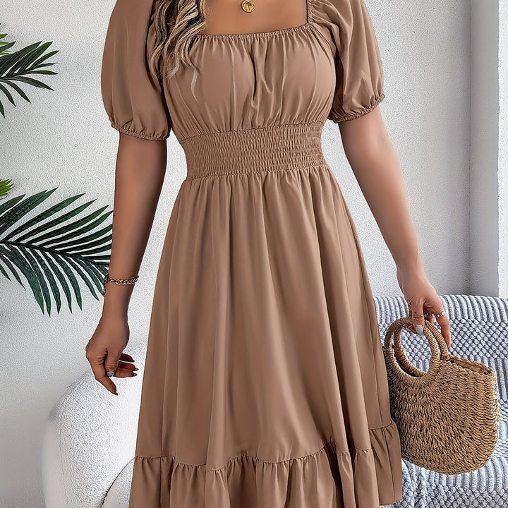 Whitney | Square Neck Ruffled A-Line Dress