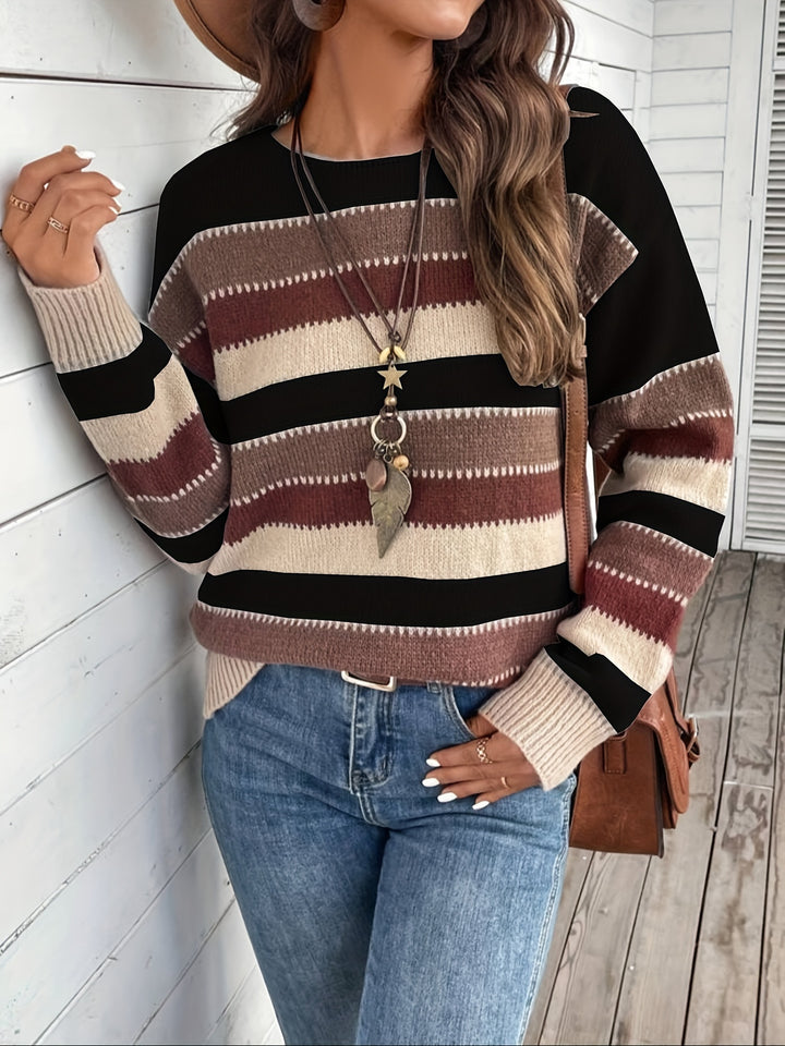 Maren | Cozy Striped Round-Neck Sweater