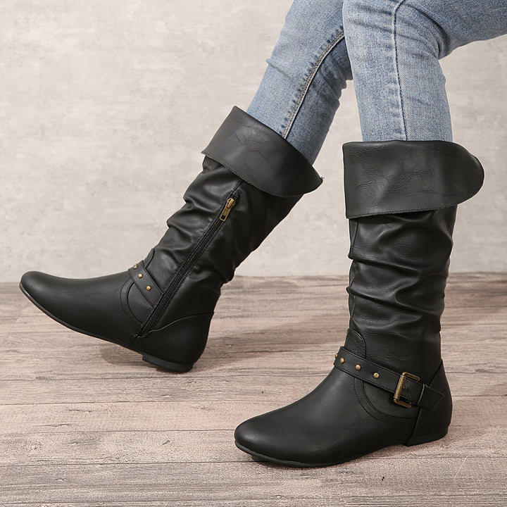 Eileen | Slouchy Buckle Riding Boots