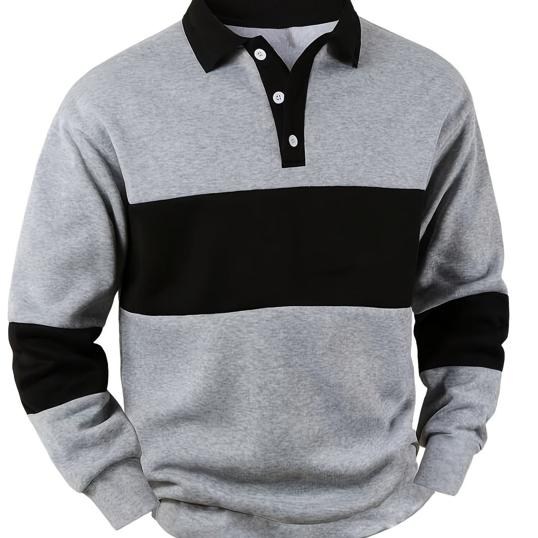 Grayson | Colour-Block Long Sleeve Polo Shirt