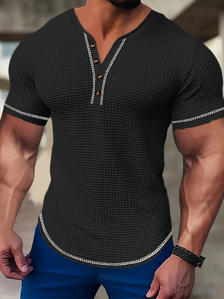 Vaughn | Textured Short Sleeve Henley Shirt
