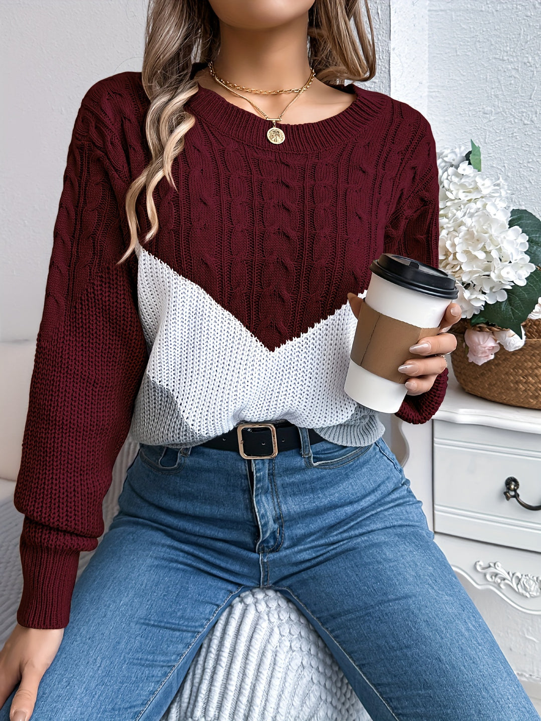 Blythe | Color-Block Round Neck Sweater