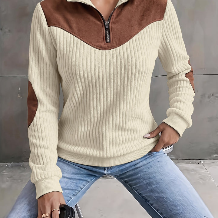Lucinda | Ribbed Quarter-Zip Pullover