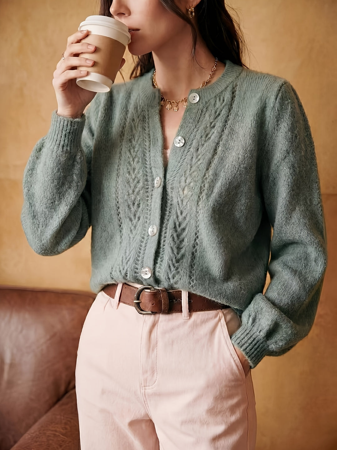 Adeline | Softly Textured Round-Neck Cardigan