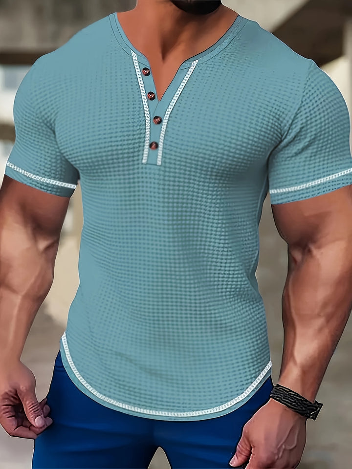 Vaughn | Textured Short Sleeve Henley Shirt