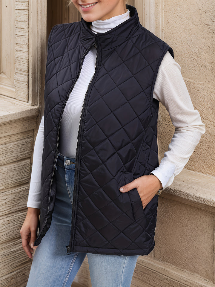 Eileen | Diamond-Quilted Longline Vest